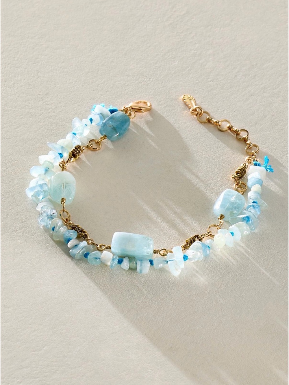 NWT Free People Handcrafted Semiprecious stone dual layered Beaded Anket